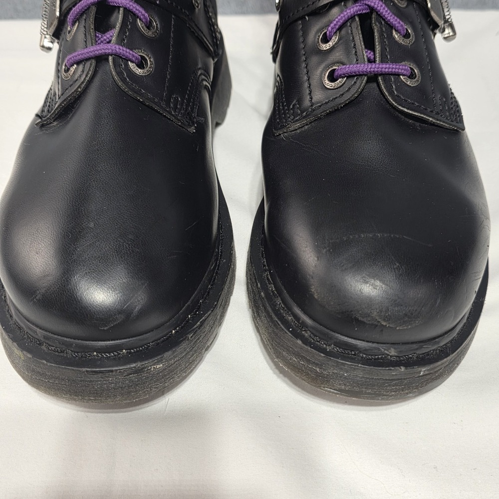 Demonia Black Leather Combat Boots - Side Zip - US 9 mens - Picture 6 of 16